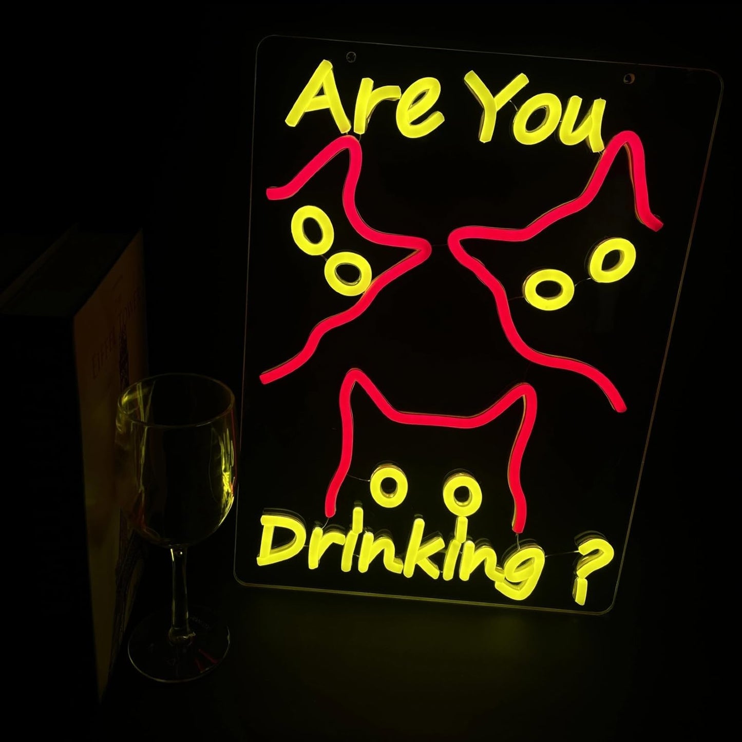 Are You Dringking Neon Sign Cat Neon Sign for Wall Decor,Cat Beer LED Neon Signs for Beer Wine Bar Kitchen Restaurant Home Pub Party Man Cave Club