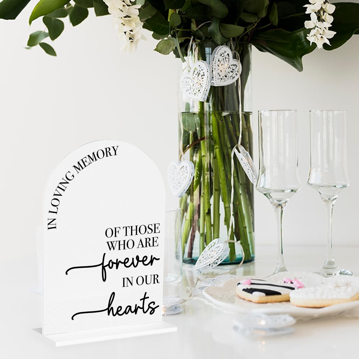 In Loving Memory Wedding Sign Memorial Sign Decor Stuff Acrylic Arch Memory Table Reserved Signs for Wedding Party 7 x 5 Inches