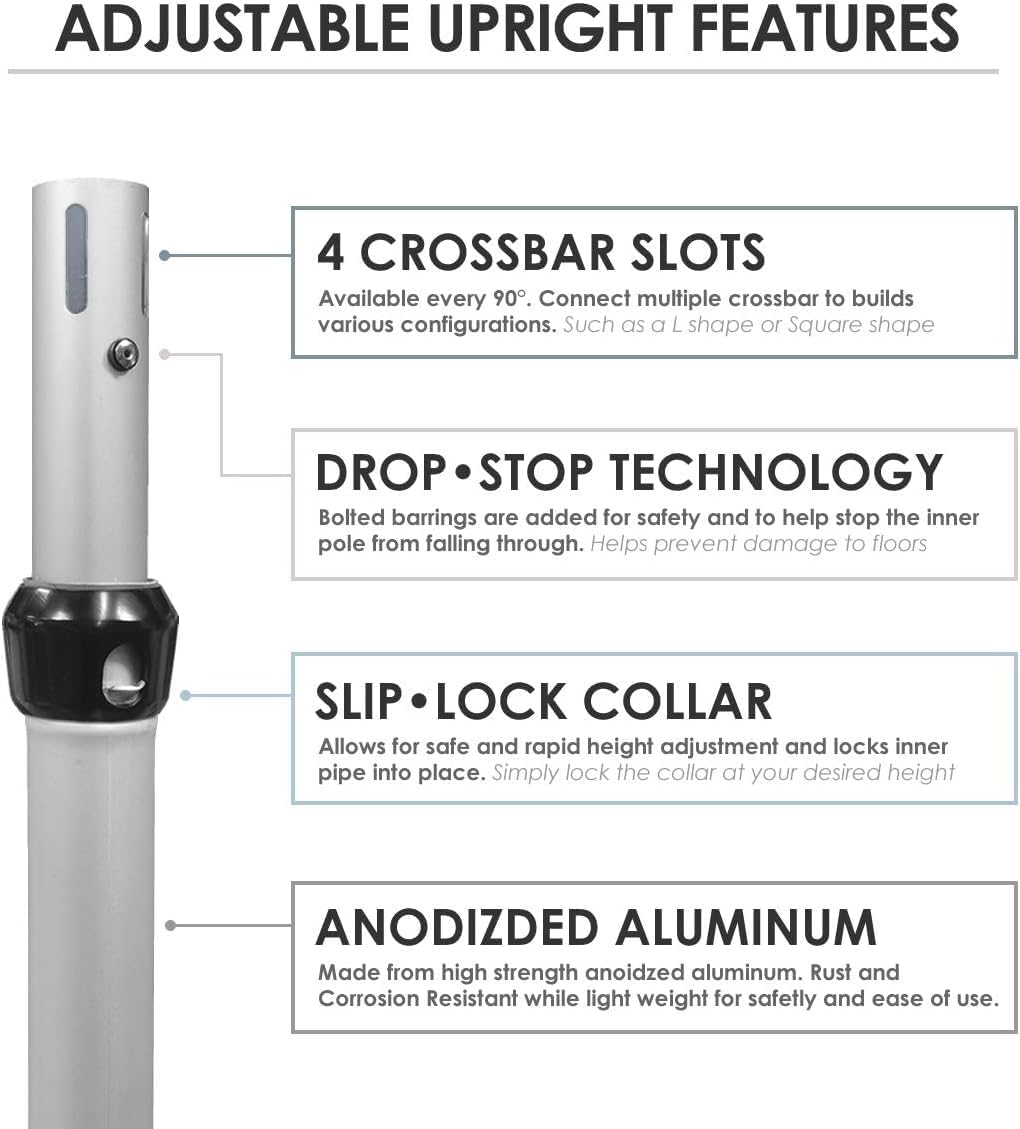 Portable Pipe and Drape Heavy Duty Backdrop Stand, ADJ Metal Frame and Heavy Metal Base for Wedding, Birthday Party, Photography Backdrop (1*ADJ UprightPole 4-7FT)