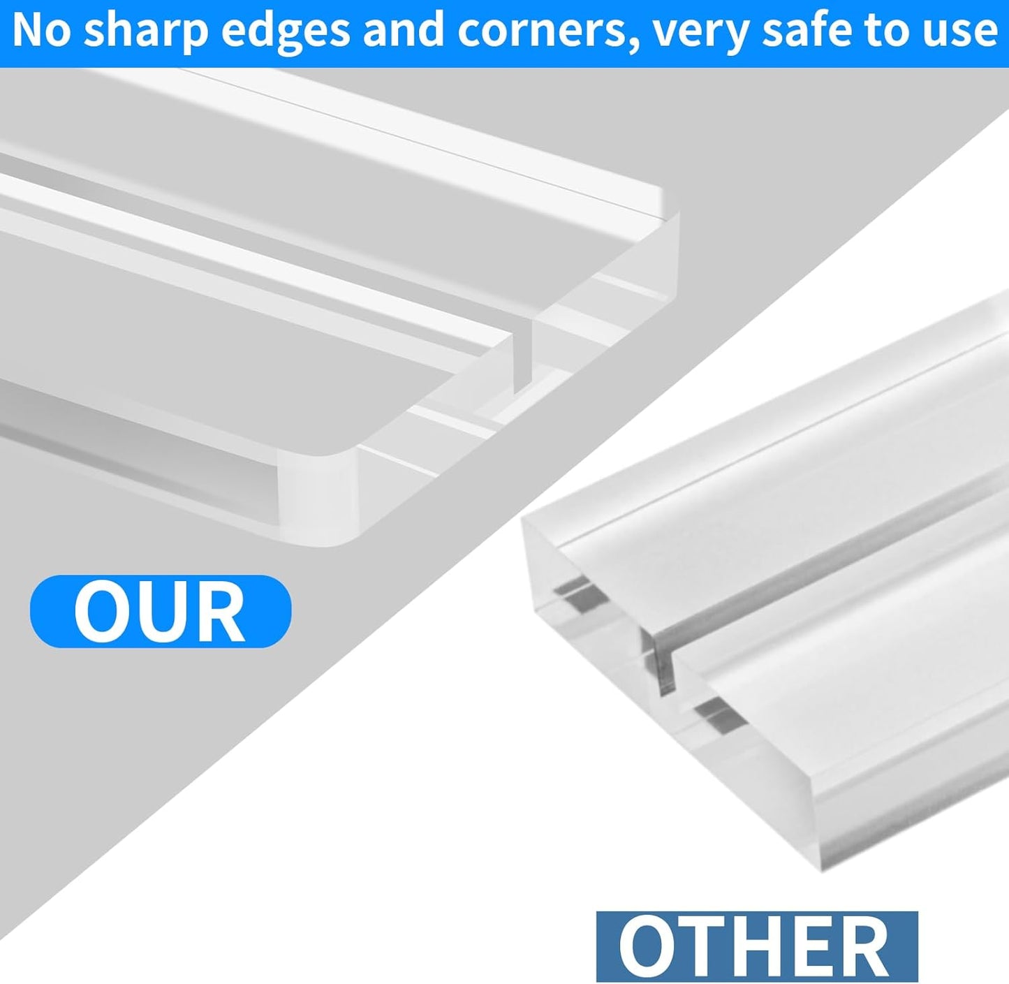 4" Clear Acrylic Sign Stand, 3mm Slots Wedding Table Number Holder, Angular Smooth Acrylic Place Card Holder, Suitable for Wedding, Exhibition, Party, Hotel (12 Pack)