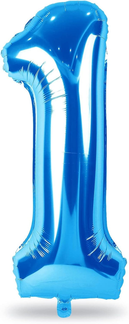 40'' Blue Number 1 Balloons, Giant Self Inflating Foil Number Balloons Set 0-9, Large Digital 1 Helium Balloon for Men Boys 1st Birthday Baby Shower Party Decorations Anniversary Photo Shoot Supplies