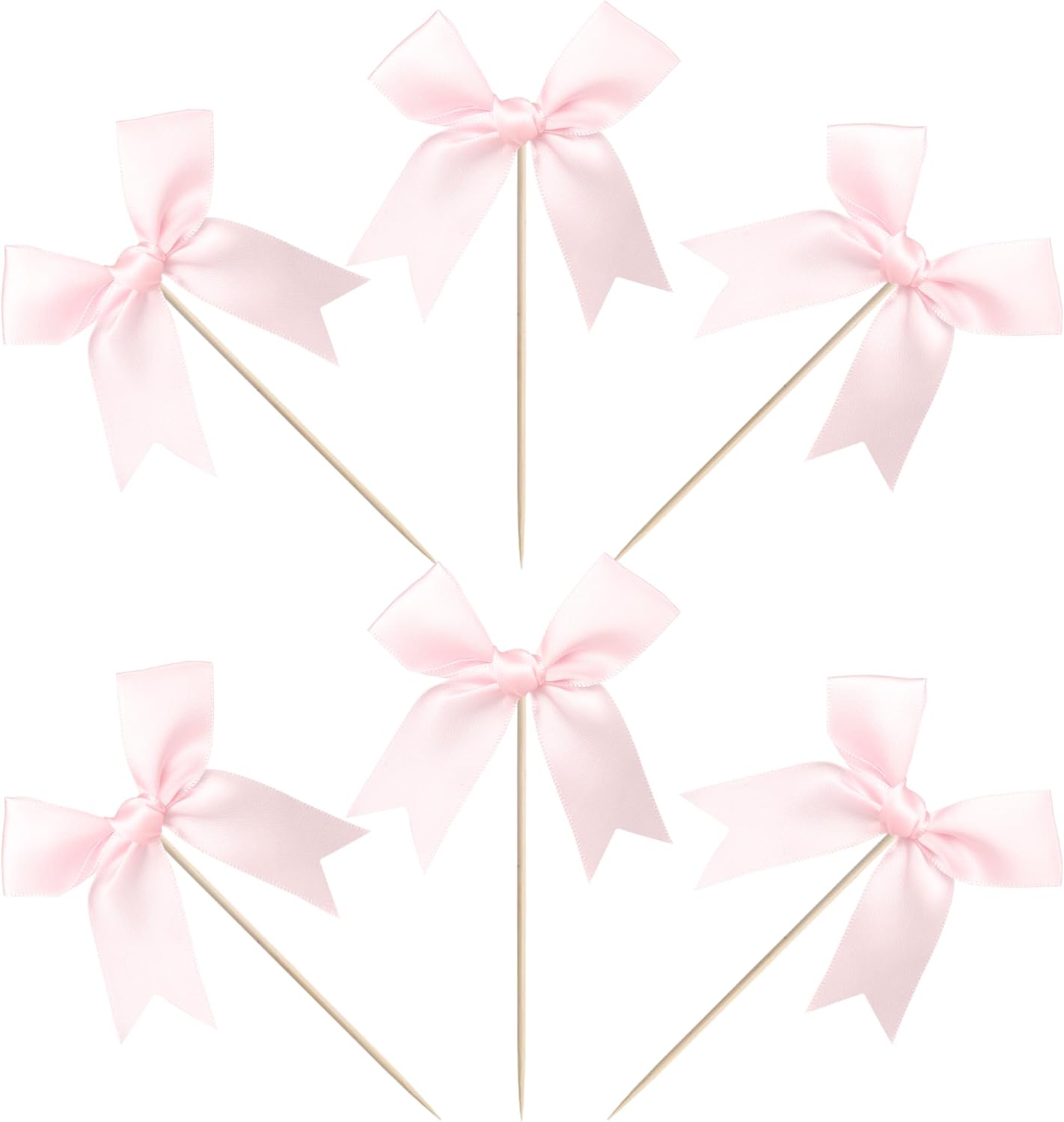 24 PCS Bow Cupcake Toppers Bowknot Coquette Bow Girls Birthday Cake Decorations Bow Cake Toppers Bowknot Cupcake Picks for Baby Shower Birthday Wedding Bridal Engagement Party Supplies Pink