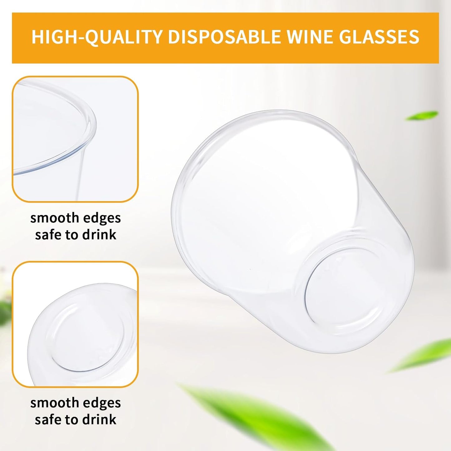 Disposable Stemless Glasses 12oz Crystal Plastic Cups Disposable Cold Party Drinking Cups Wine Glasses for Meeting Weddings Birthdays Cocktail Christmas Party Supplies (Clear, 100 Pcs)