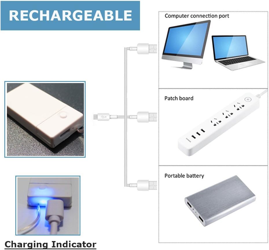 3 Pack Rechargeable String Fairy Lights 10ft 30 LED, 4 Modes Copper Wire Christmas Starry Lighting, Waterproof Micro Firefly Moon Light, Warm White, Battery and USB Cable Included