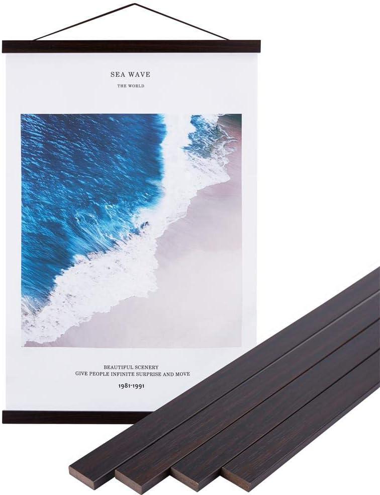 25x16 25x35 25x38 Poster Frame, Magnetic Light Wood Wooden Frame Hanger for Photo Picutre Canvas Artwork Art Print Wall Hanging (1 Pack, 25", Walnut)