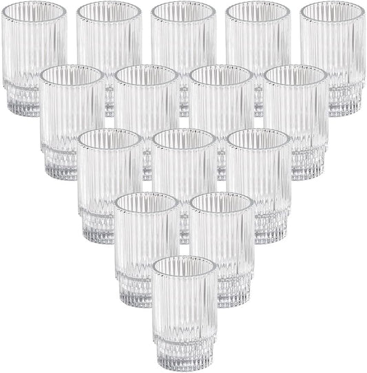 Serene Spaces Living 3.75in Clear Ribbed Glass Votive Holder, Decorative Centerpiece for Wedding, Christmas, Thanksgiving, Dining Table, Home Décor, 2.25" Diameter & 3.75" Tall, Pack of 32