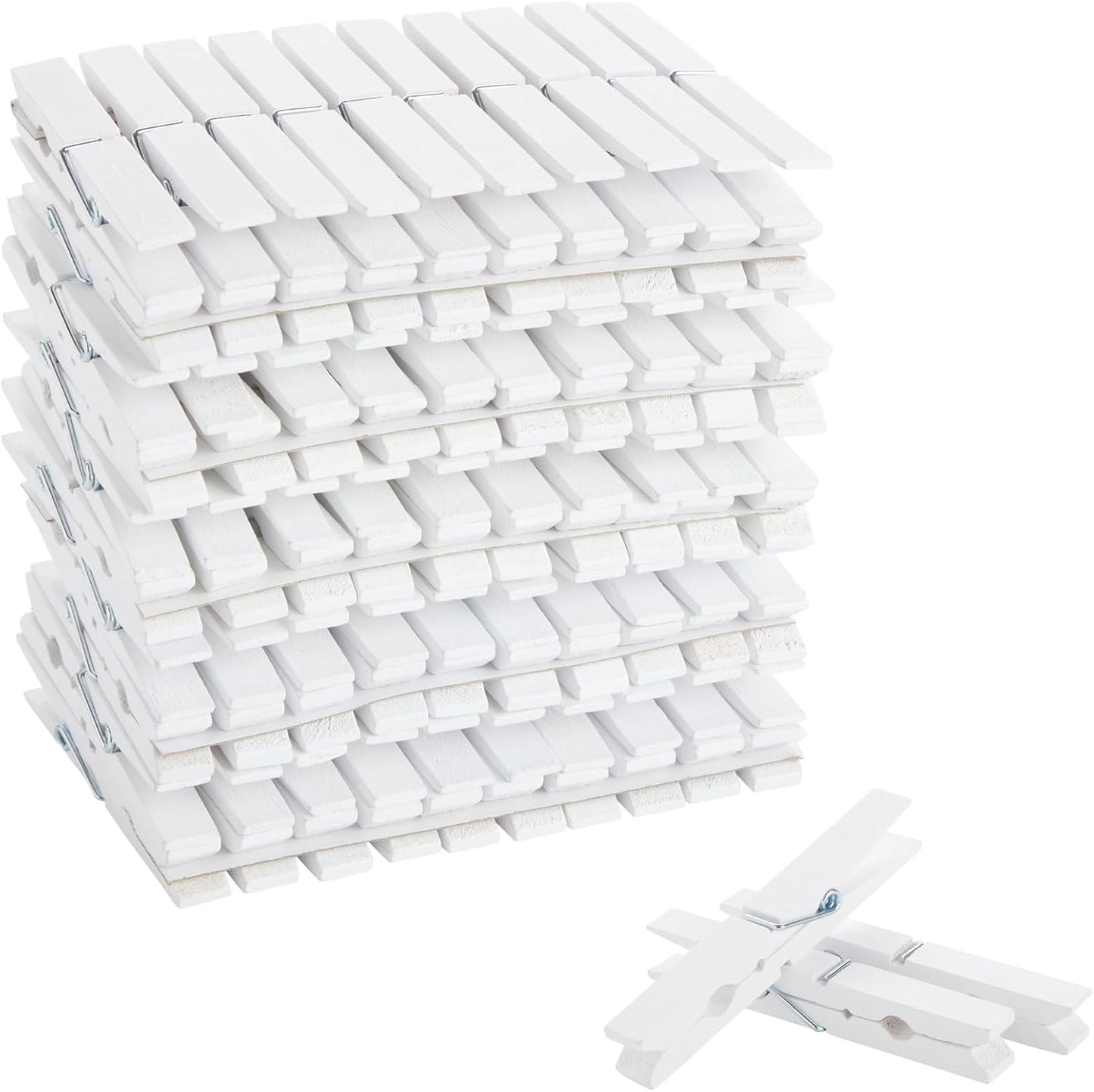 Juvale Wooden Clothespins - Outdoor Drying & Heavy-Duty Clothes Pins - White Clothespins for Home Decor & Photo Clips - Craft Projects & Wood Clips - Pack of 100, White, 4 in