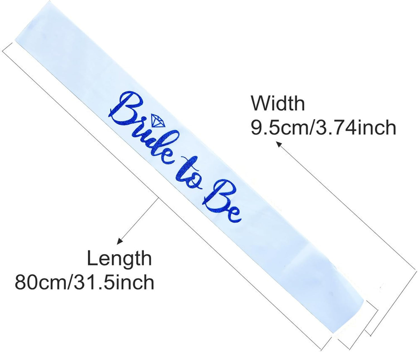 Bride to Be Sash, Bachelorette Party Sash for Bridal Shower Wedding Party Favors Accessories Supplies Engagement Gifts,White Satin with Glitter Letter Blue