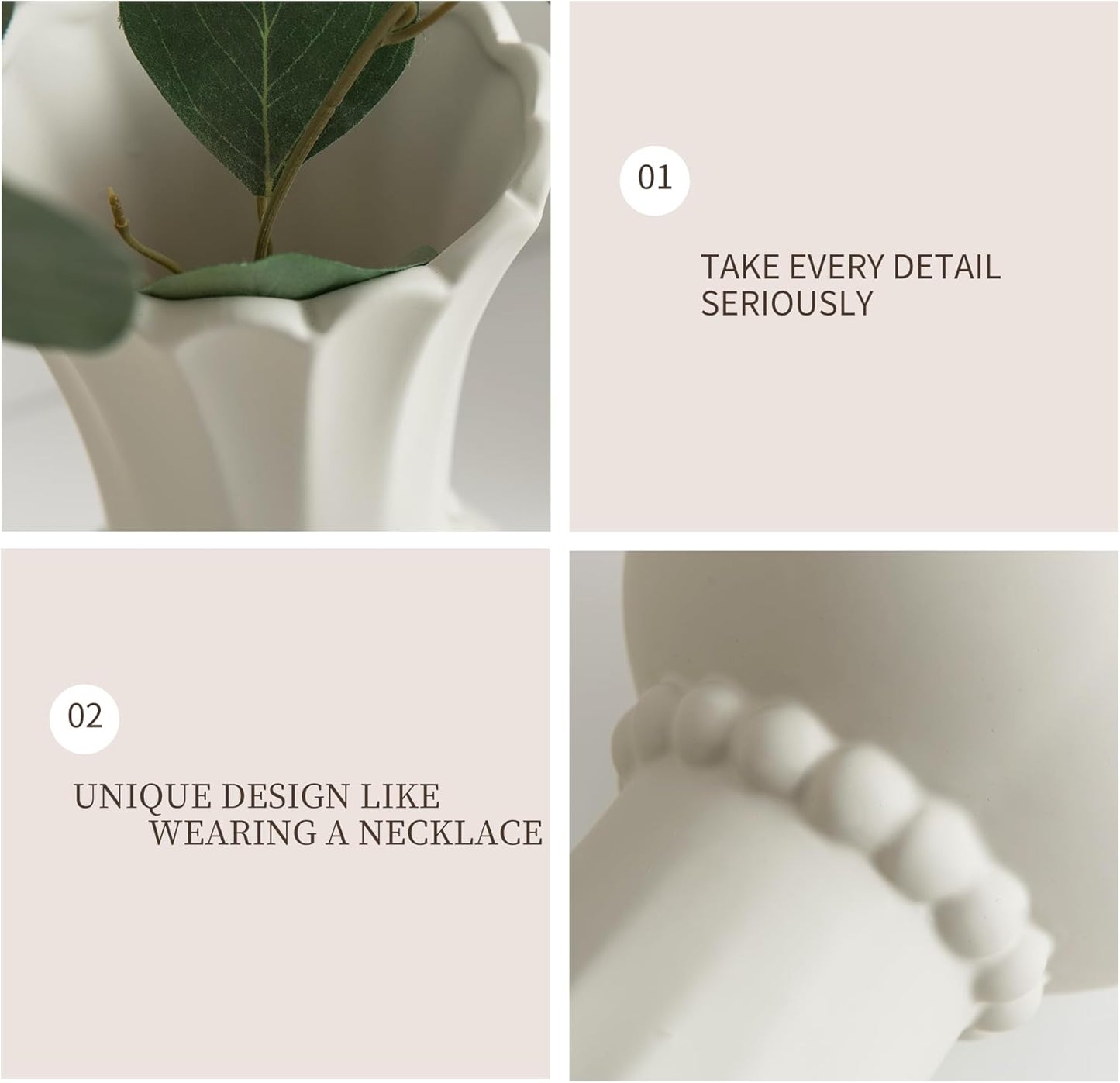 Modern Ceramic Vase - Grey, Perfect for Pampas Grass, Dried Flowers, Centerpieces