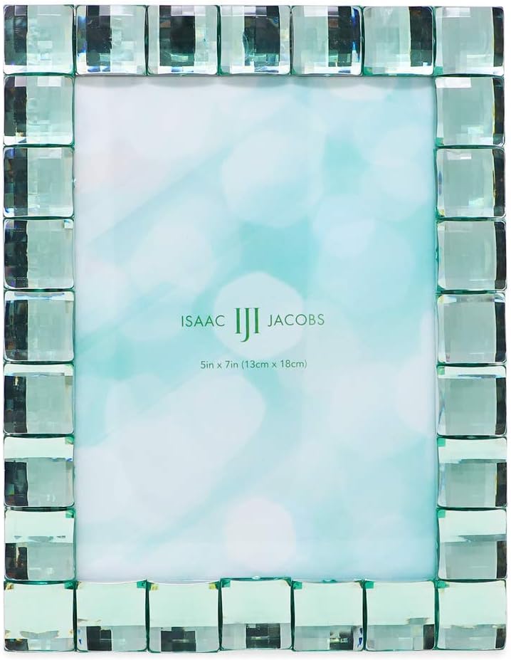 Isaac Jacobs Decorative Sparkling Light Green Jewel Picture Frame, Photo Display & Home Décor (5x7, Light Green)