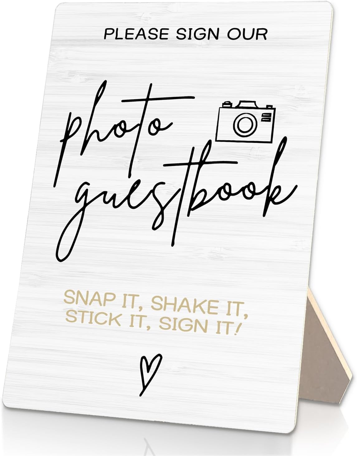 Photo Guest Book Wooden Stand 5x7inch, Wedding Reception Desk Decor for Guests to Sign