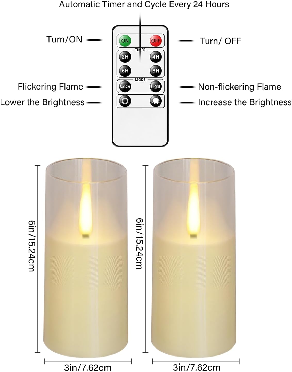 Flameless LED Candles, Upgraded Realistic Flickering Pillar Battery Operated Candles with Remote Timer, Acrylic Electric Set of 2 for Romantic Ambiance and Home Decoration（Ivory）