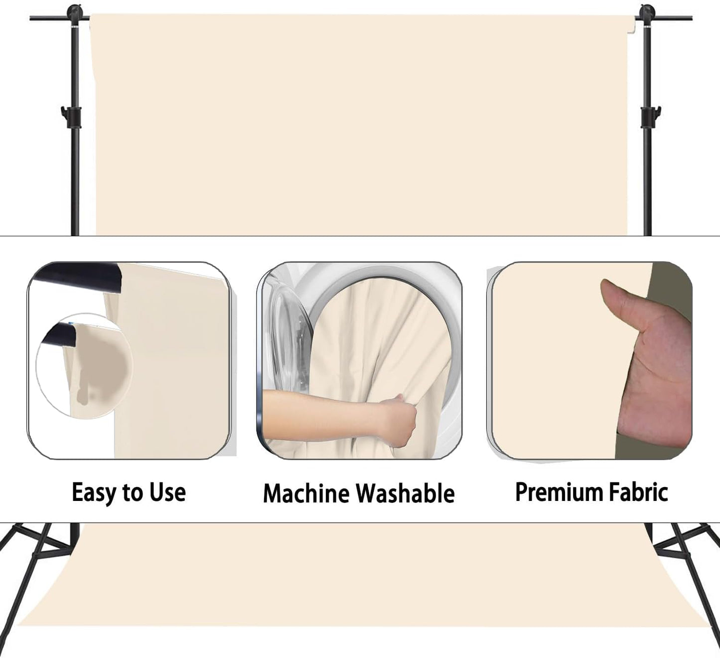 Cream Photography Backdrop for Photoshoot, Photo Backdrop Curtain, Perfect Cream Backdrops for Party Portrait Photoshoots Video Studio 8FTx10FT