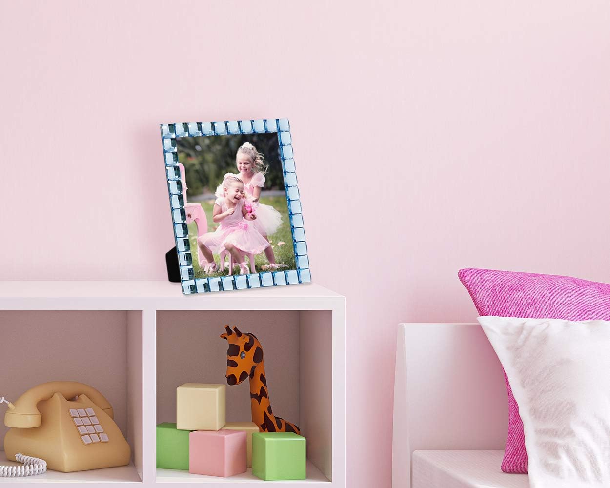 Isaac Jacobs Decorative Sparkling Light Blue Jewel Picture Frame, Photo Display & Home Décor (8x10, Light Blue)