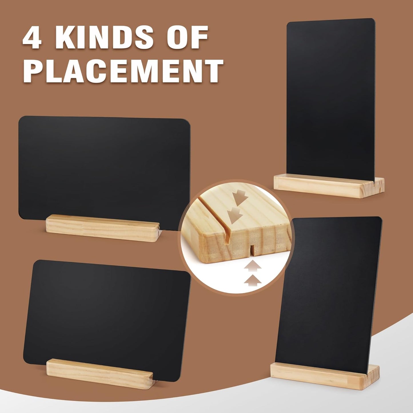 SELEAD Small Chalkboard Words Sign - 2 Pack 8x12 Inch Tabletop Decorative Chalk Board with Wooden Stand, Double-Sided Erasable Message Menu Board for Food, Store, Business, Wedding