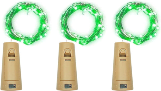 Wine Bottle Lights with Cork, Battery Operated 20 LED Cork Shape Silver Wire Colorful Fairy Mini String Lights(No Bottles) for DIY, Party, Decor, Christmas, Halloween,Wedding (3, Green)