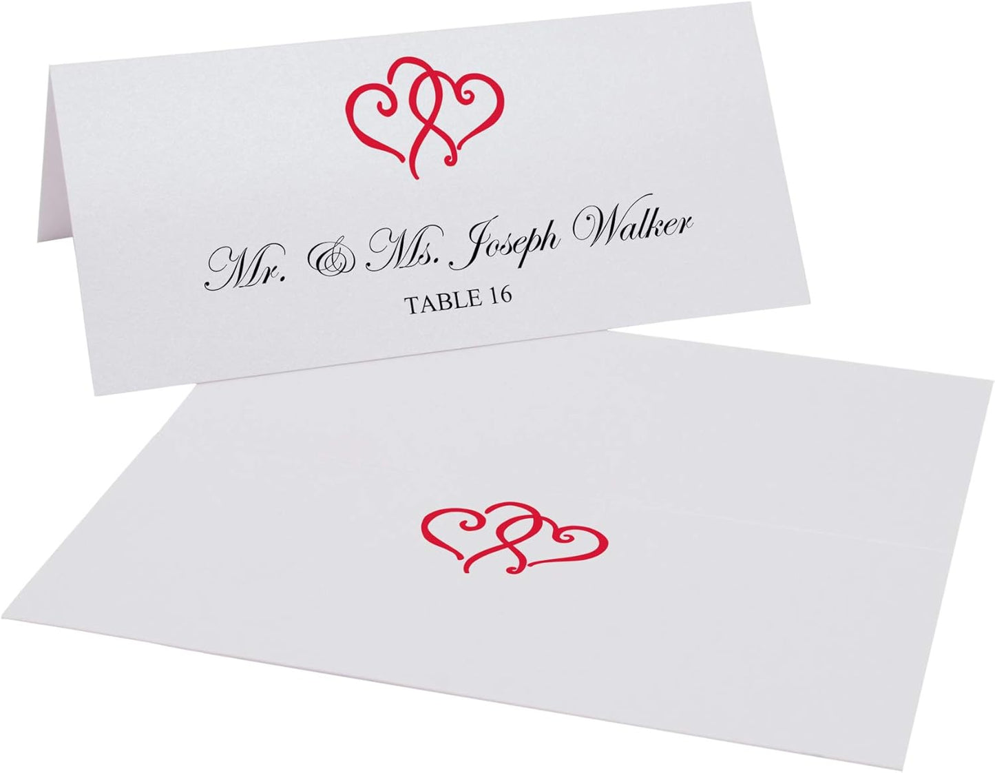 Linked Hearts Printable Place Cards, Ruby Red (Choose Color), Set of 150 (25 Sheets), Laser & Inkjet Printers - Wedding, Party, Dinner, and Special Events - Made in the USA