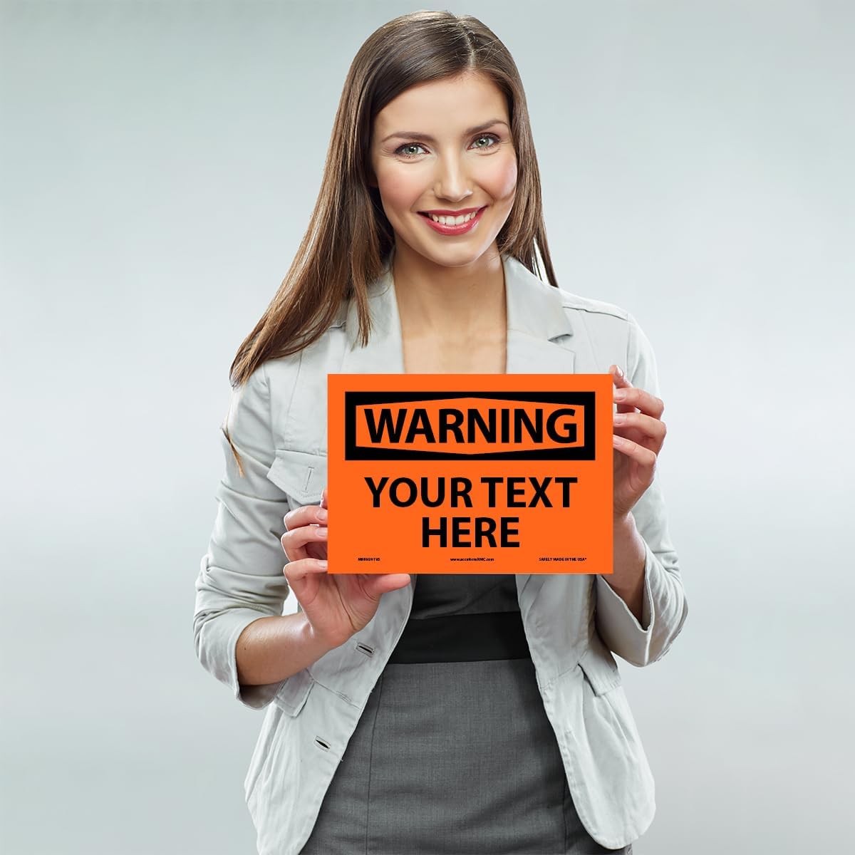 Custom OSHA Style Warning Sign 7" x 10" Adhesive Vinyl Sign, Customizable "Your Text Here", by AccuformNMC Made in USA