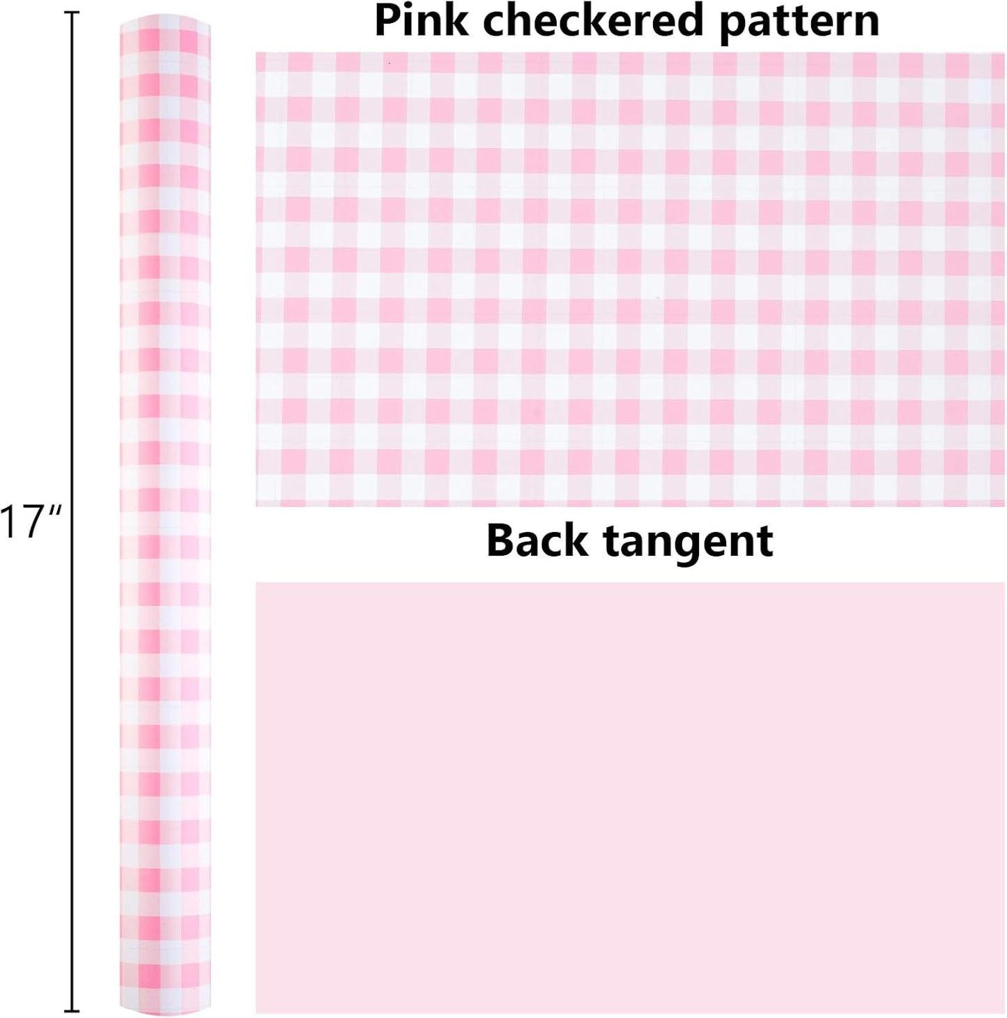 Burymento Pink Checkerboard Wrapping Paper, Gift Wrap for Birthday, Valentines, Mothers day, Graduation, Wedding, Fathers day, Baby Shower, Christmas (17in x 32.8ft)