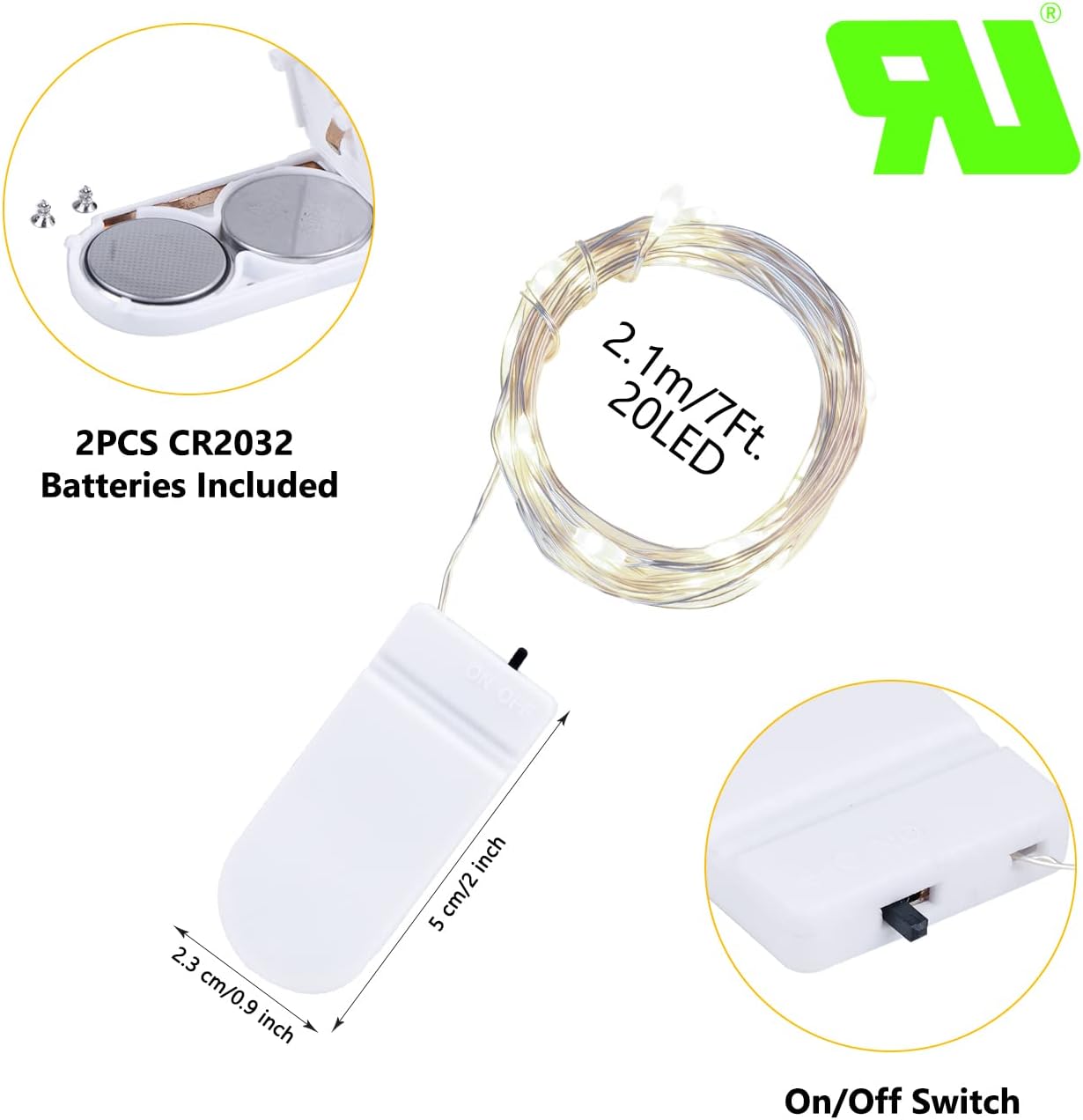 Fairy Lights Battery Operated String Lights - 12 Pack 7ft 20 LED Battery Powered LED Mini Fairy Lights for Mason Jars DIY Picture Walls Shelves Arts Crafts Trees Branches Bedroom Wedding Party Decor