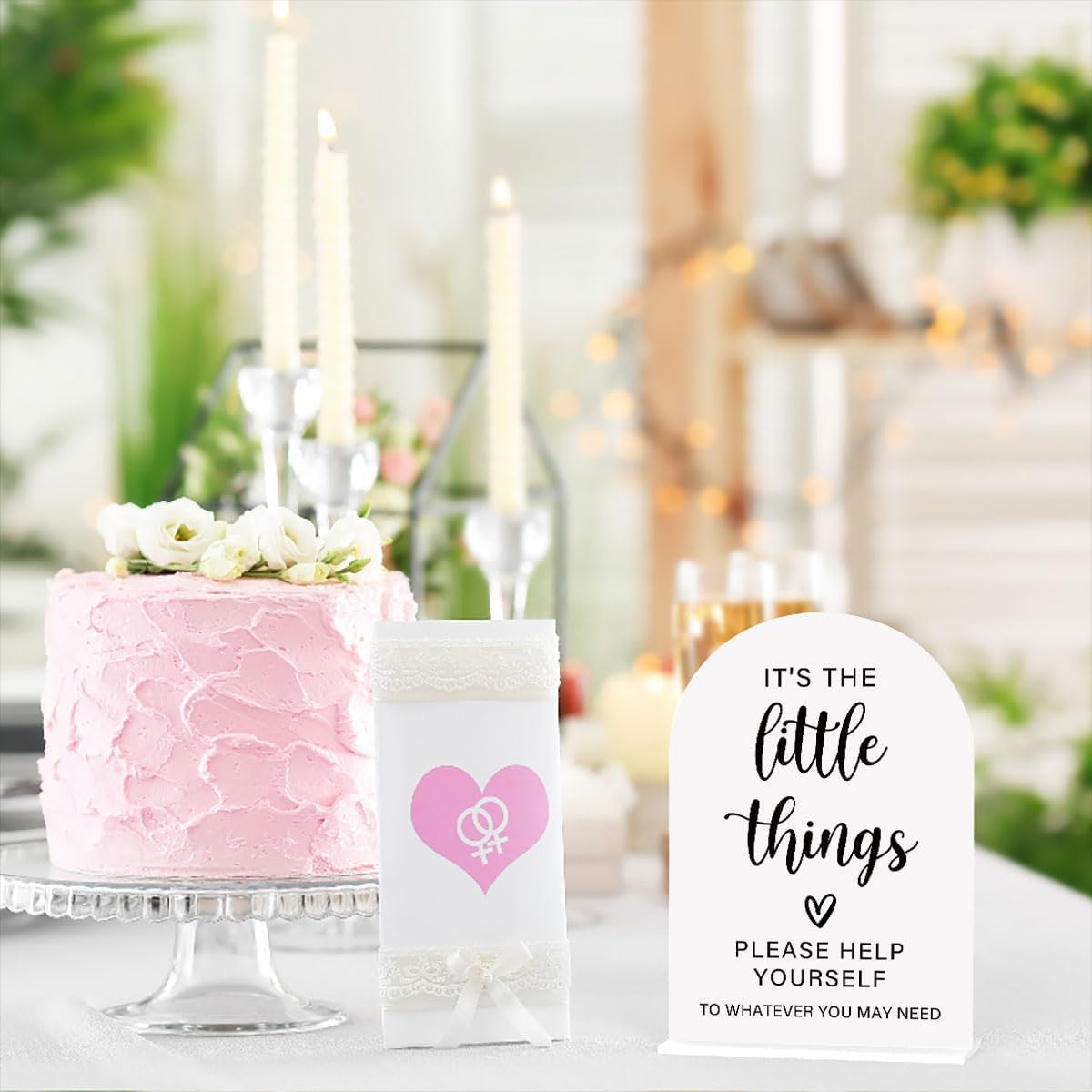 Acrylic Wedding Sign, Bridal Shower Decorations, It's the Little Things Sign for Ceremony, Modern Font Table Signs, Acrylic Table Top Signs for Wedding Reception and Event Party (White)