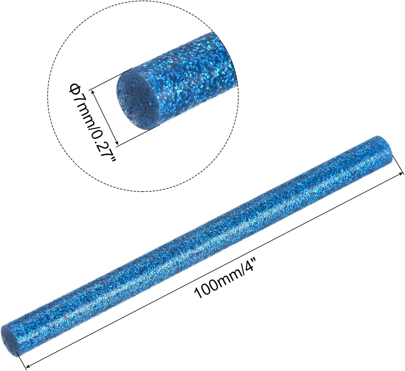 uxcell 20pcs Hot Glue Sticks for Glue Gun 7mm/0.27-inch x 4-inch Mini Hot Melt Adhesive Glue Stick Glitter Bright Blue