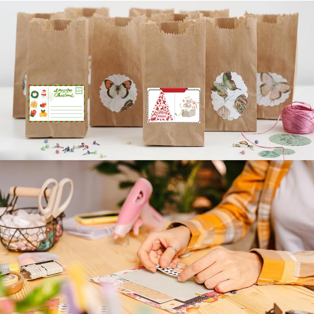 100-1000pcs Custom Stickers Merry Christmas Stickers Personalized Labels Adhesive Xmas Decorative Envelope Seals Stickers for Cards Gift Boxes(Round-1)