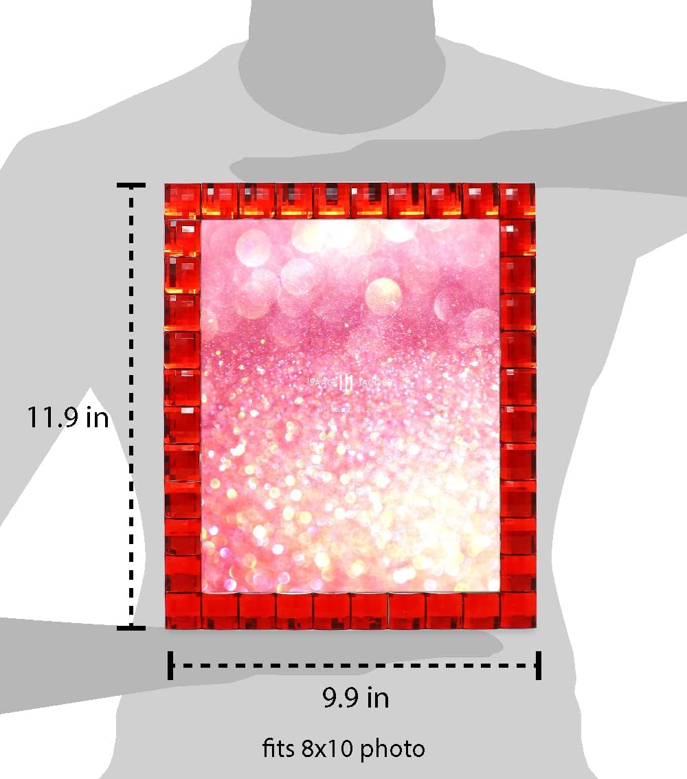 Isaac Jacobs Decorative Sparkling Red Jewel Picture Frame, Photo Display & Home Décor (8x10, Red)