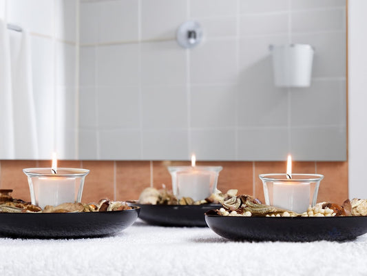 WGV Flare Lip Cylinder Tea Light Votive Candle Holder 2.4" W x 1.75" H, Clear Oyster Glass Cup, Small Accent Decor, 1 Pc