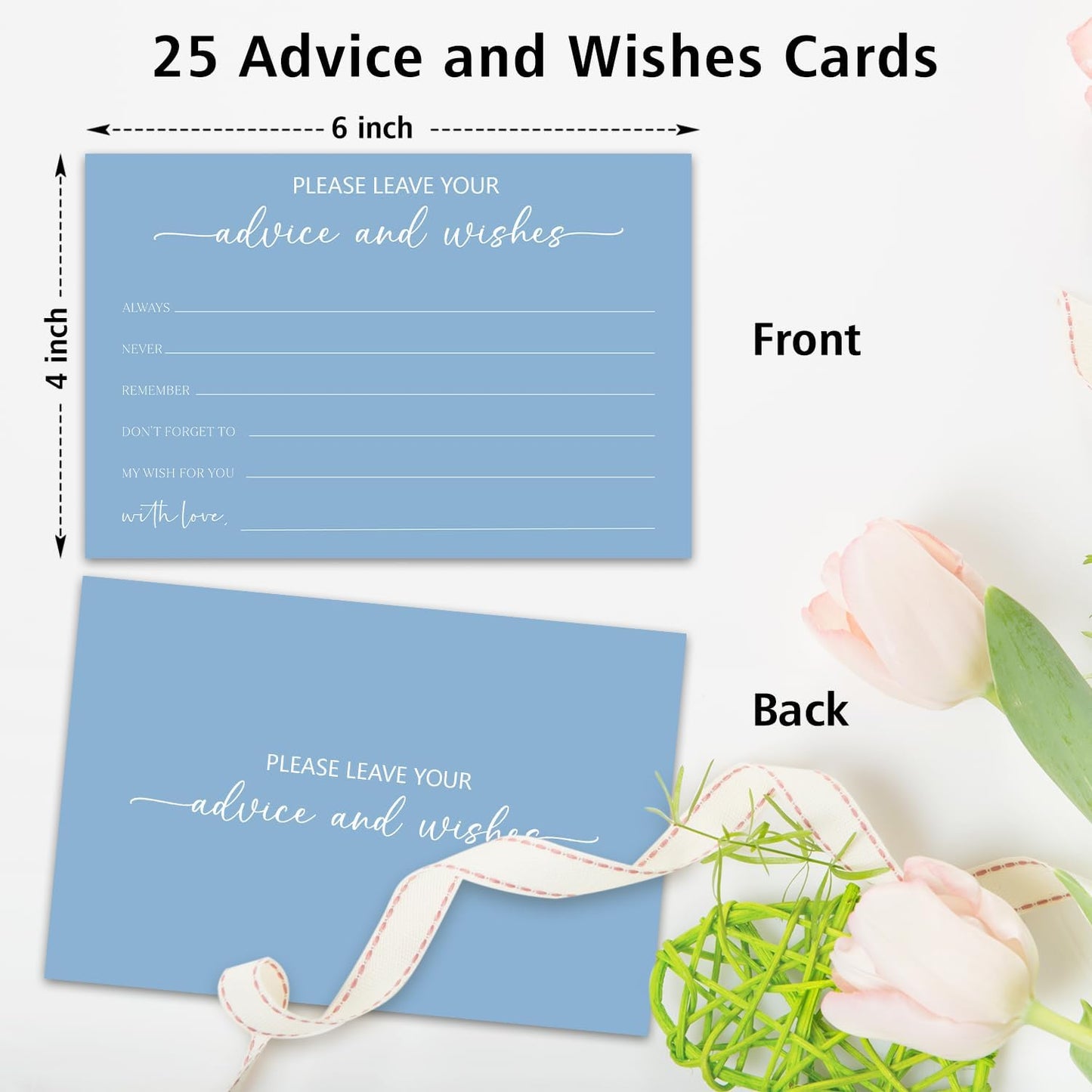 Bule Advice and Wishes Card, Advice Cards for The Bride and Groom, Bridal Shower,Wedding or Baby Shower, Birthday, Graduation, Retirement, Guestbook - 25 Cards -02