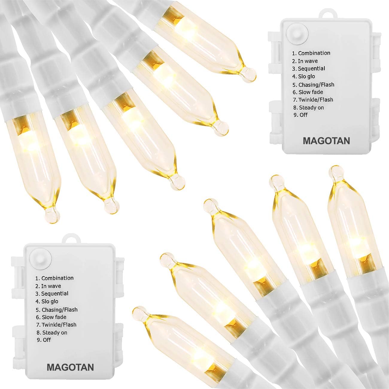 Battery Operated Christmas Lights - 16ft 50 LED String Lights with Timer, Waterproof, Warm White, 2 Pack for Indoor/Outdoor Wedding Party, Home, Garden