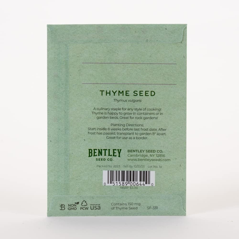 It's Birthday Thyme - Thyme Seed Packets - 25 Packets - Herb Seeds - Garden Seed to Grow Live Plants - A Beautiful Valentines Gift - Bentley Seed Co.
