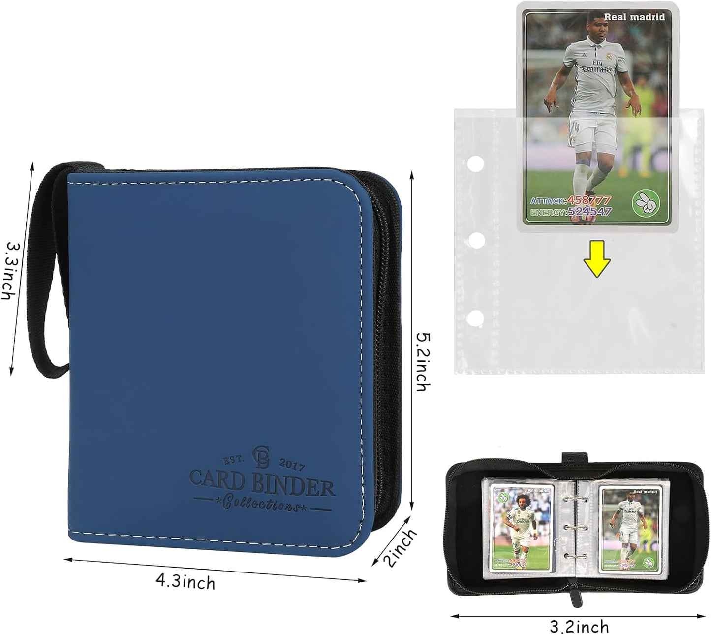 Trading Card Binder, Card Collection Binder Album Folder with 80 Side Loading Pockets, 1 Pocket Trading Card Album Folder for TGC,MTG, Baseball Cards, Yugioh