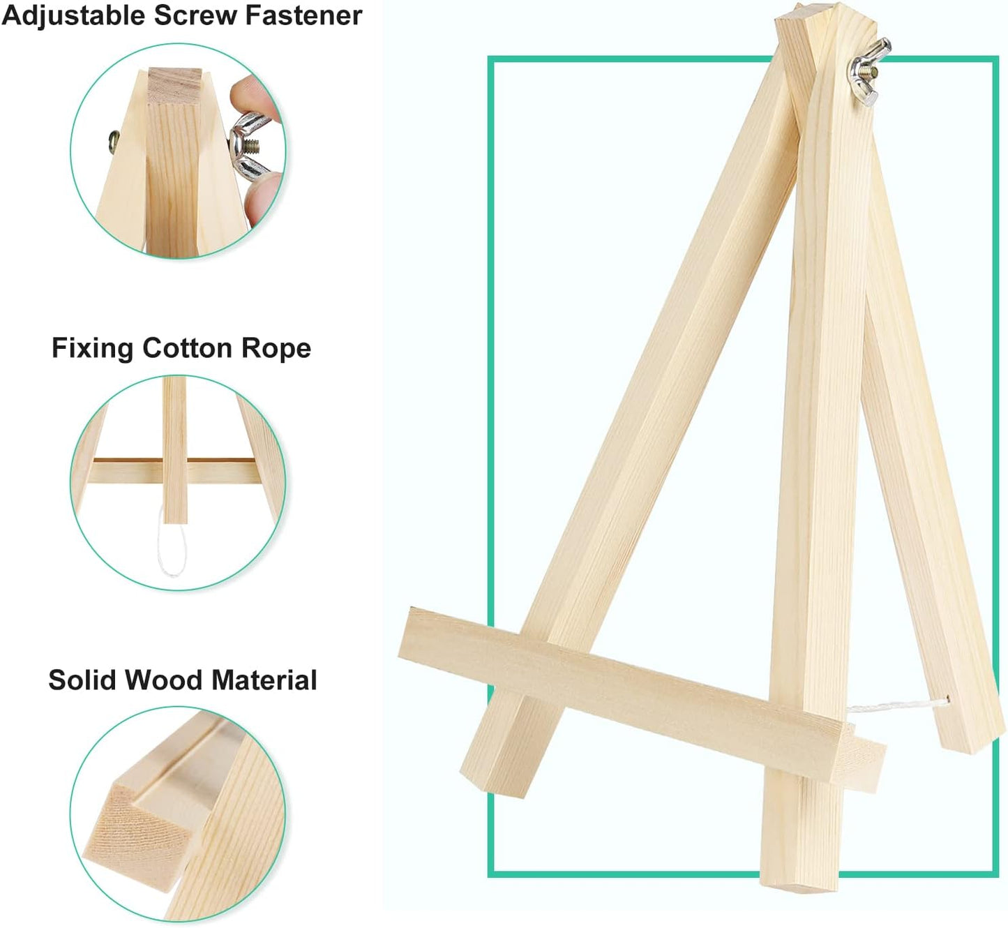 Kinlink 9 Inch Tall Wood Easels for Display Set of 6, Display Easel Tabletop, Painting Easel Stand for Artist Students