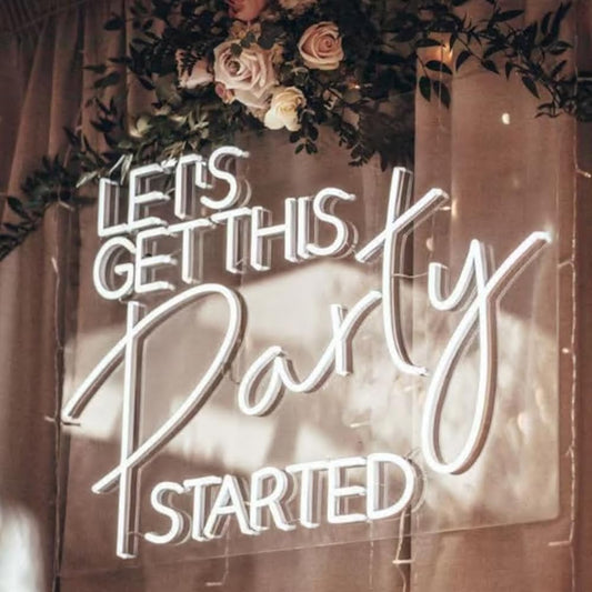 Let's Get This Party Started LED Neon Sign, Fall Home Bedroom Decor Neon Light UV Printing Autumn Party Garden Sign Thanksgiving Door Wall Décor Size:20x 13inches