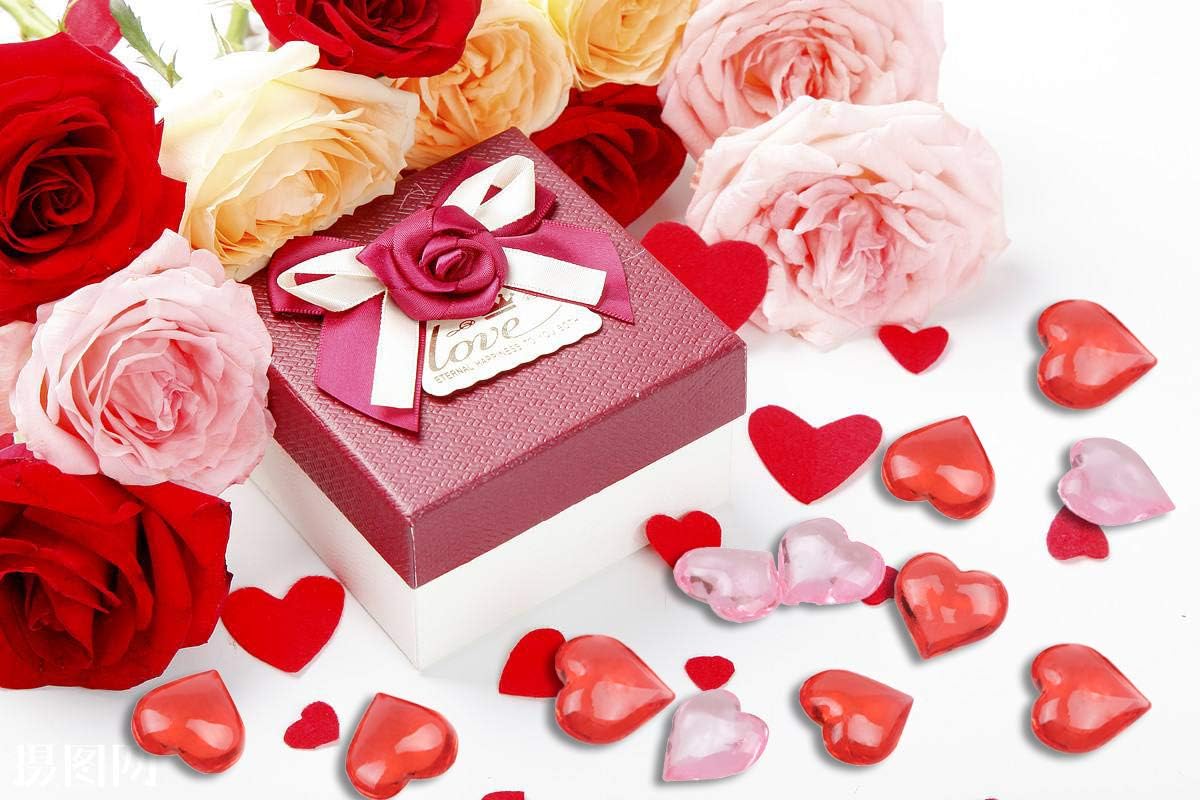 Fangoo 110 Pieces Red Acrylic Heart Red Heart Gems for Valentine's Day Decorations Vase Filler Table Scatter Engagement Wedding Home Decorations(Bright Red, 8OZ)