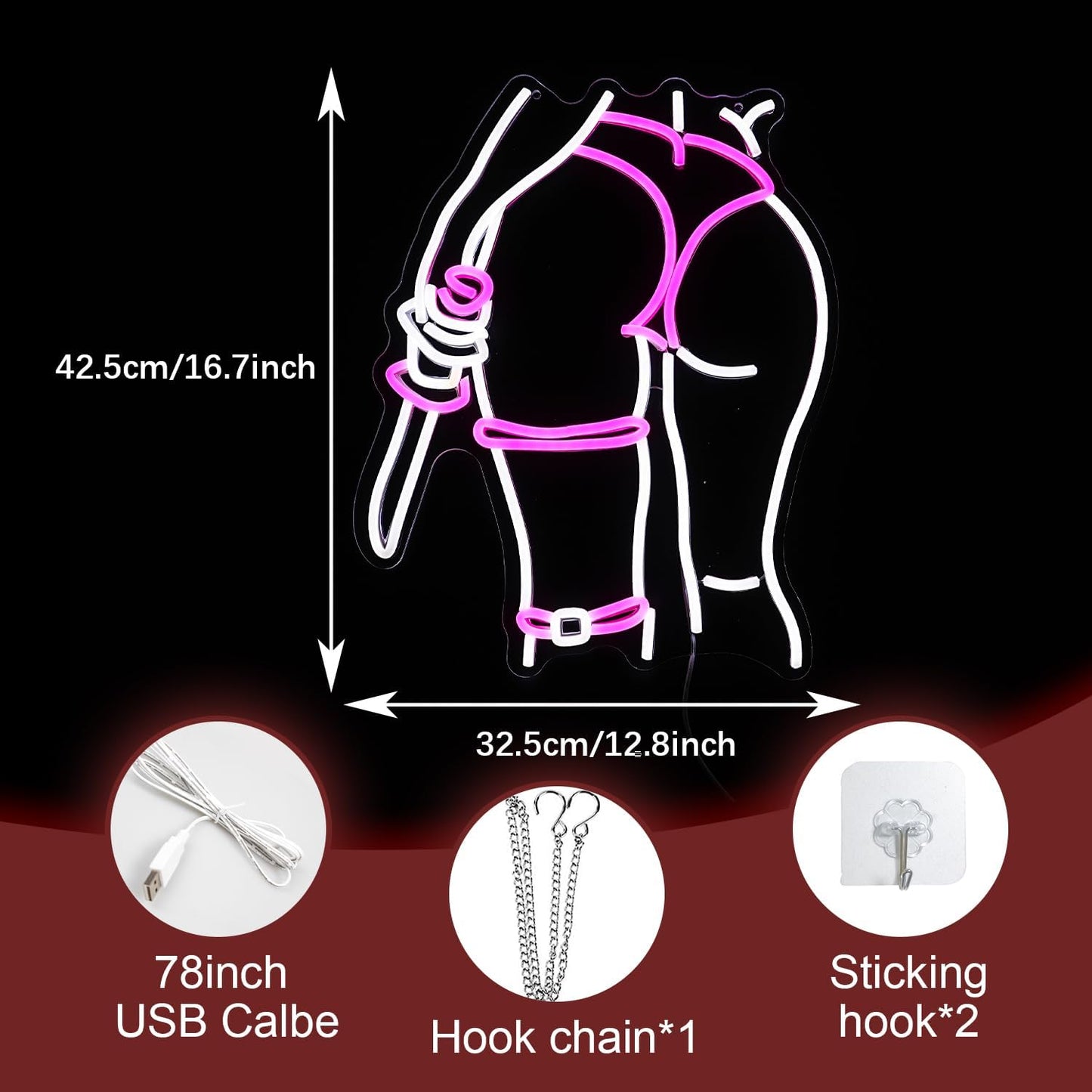 Lady Neon Sign Dimmable USB Powered Girl Back Neon Light for Wall Decor LED Woman Knife Light Up Sign for Girls Room Bedroom Party Man Cave(16.7 * 12.8 in)