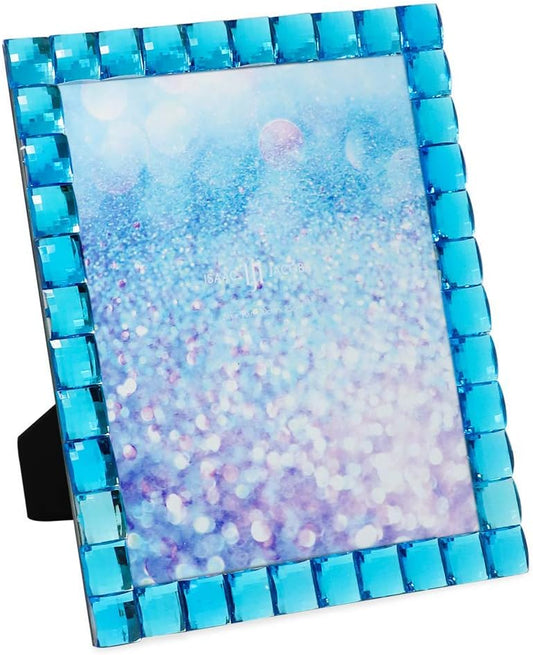 Isaac Jacobs Decorative Sparkling Turquoise Jewel Picture Frame, Photo Display & Home Décor (8x10, Turquoise)