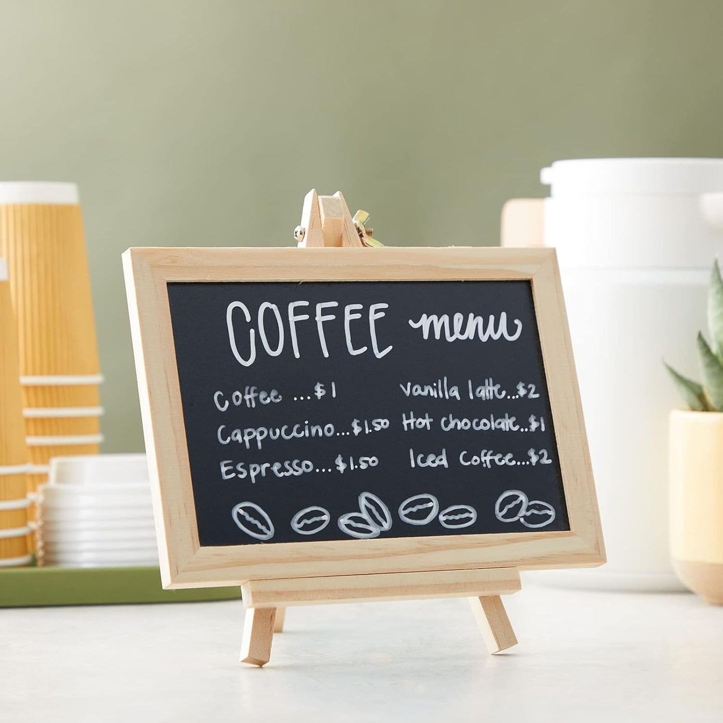 Juvale Mini Chalkboard Signs with Stand - 6-Pack Wood-Framed Tabletop Chalkboard Sign, 7x7x4 in (6x4 in Writing Area), Black - Reusable Double-Sided Boards for Weddings, Coffee Shops & Events