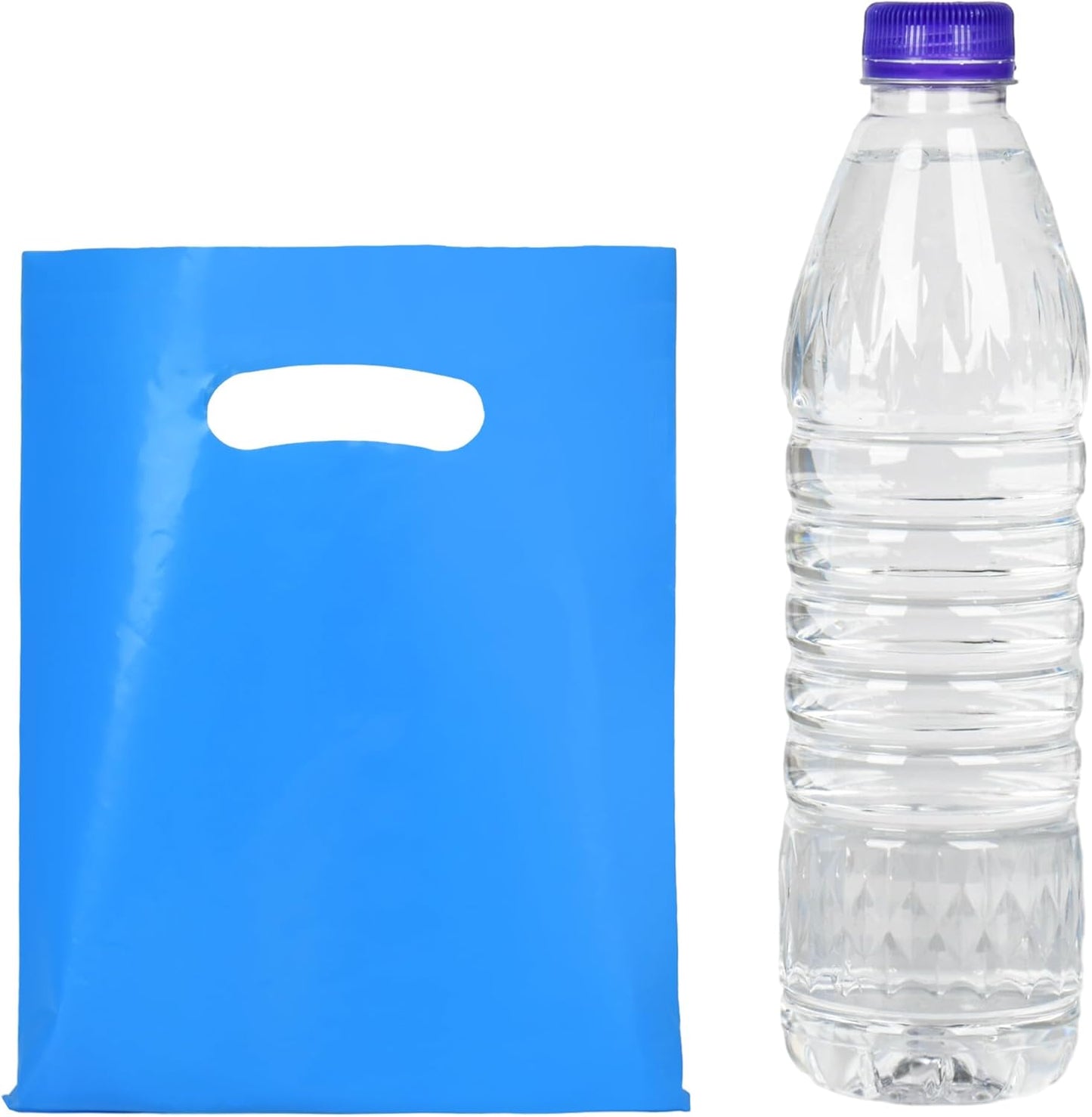 100 PCS Blue Small Gift Bags, 6"x8" Merchandise Bags for Small Businesses, Goodie Bags Party Favor Bags for Kids, Treat Bag Retail Bag with Handle for Kids Birthday, Christmas