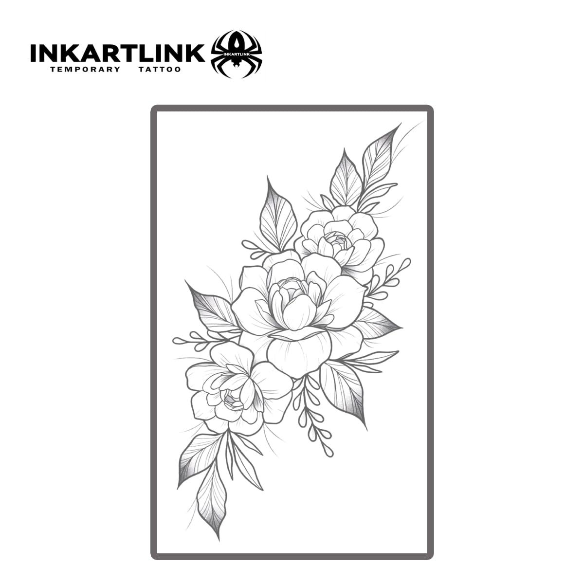 INKARTLINK Tattoo Tech, 2 Sheets Extra Large Semi Permanent Tattoo, Adult Art Design Temporary Tattoos, Lasts 1-2 Weeks, Waterproof, Realistic Look, No Adhesive, No Reflection (Flower)202