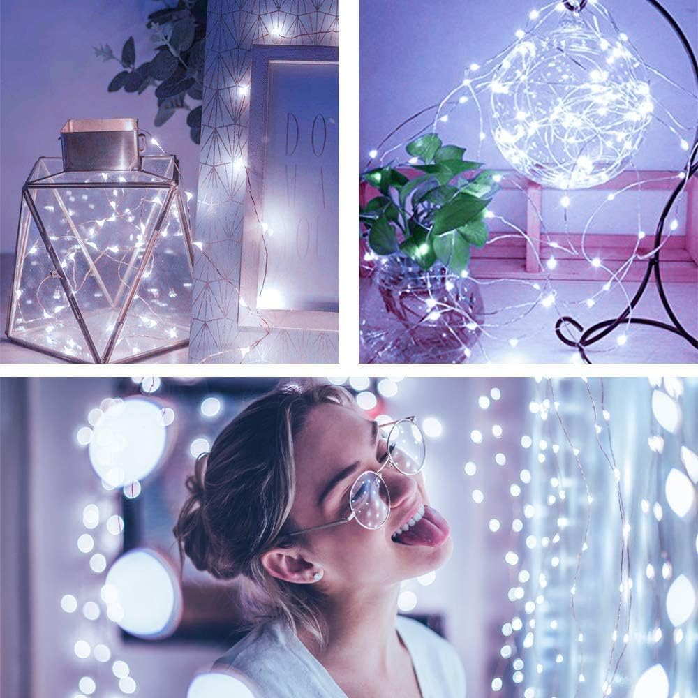 24 Pack Fairy Lights Battery Operated [3 Modes] 7ft 20 LED Mini Twinkle String Lights Waterproof Silver Wire Firefly Starry Lights for Wedding Party Mason Jars Christmas Decor, Warm White & Cool White