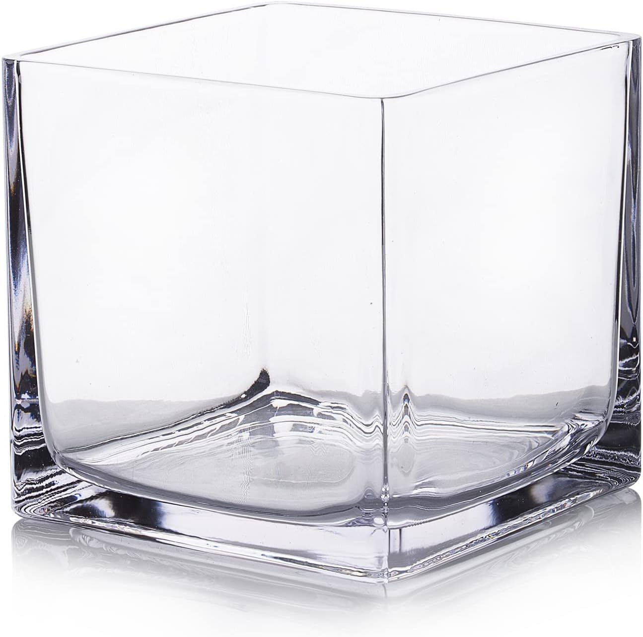 EnovaFloral Cube Glass Vase, 5x5 Inch Square Glass Vase - Floating Candle Holder for Wedding Centerpieces and Home Office Decor