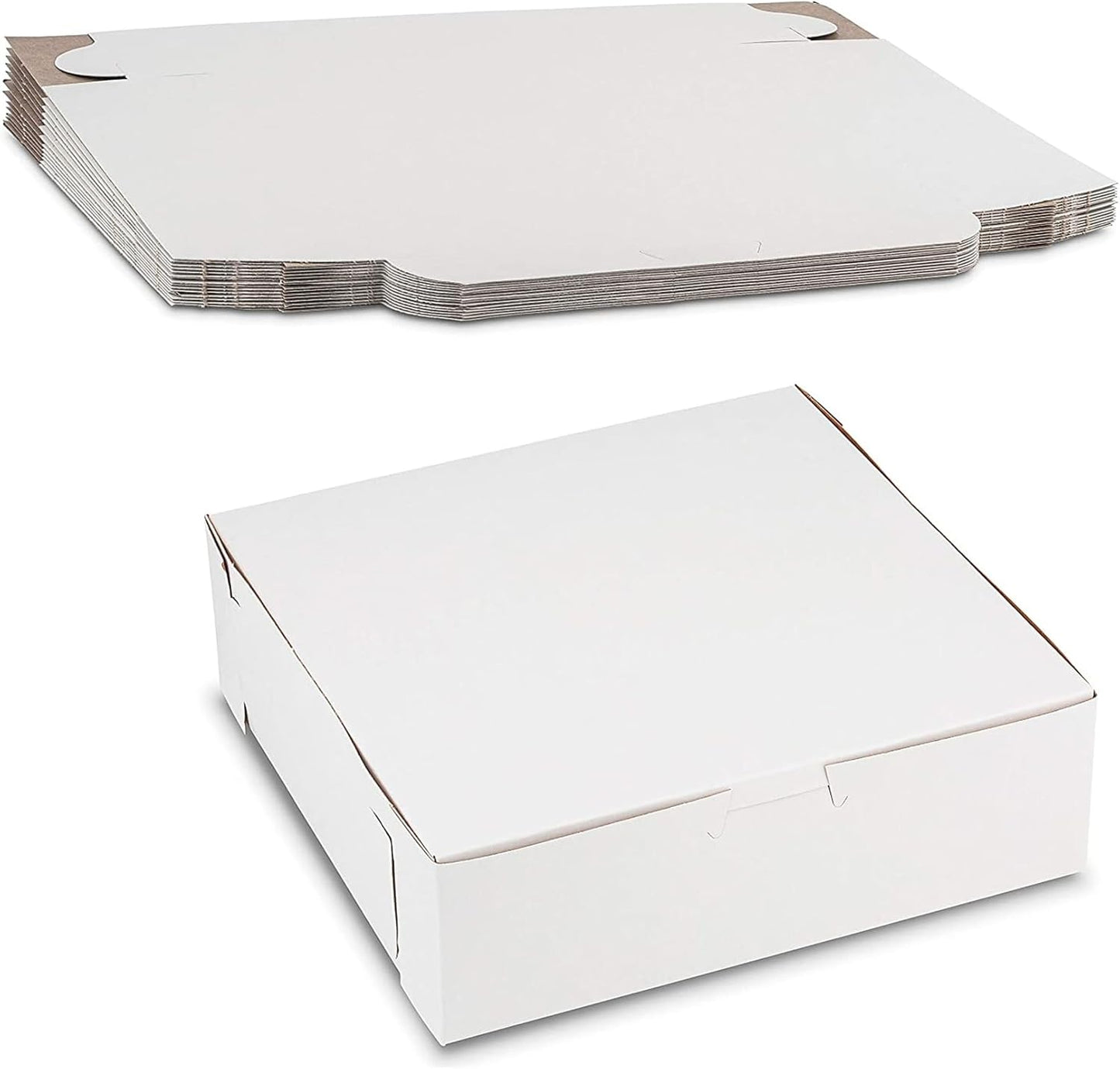 MT Products White Cake Boxes 8" x 8" x 3" - Bakery Box No-Window (Pack of 15) - Made in the USA