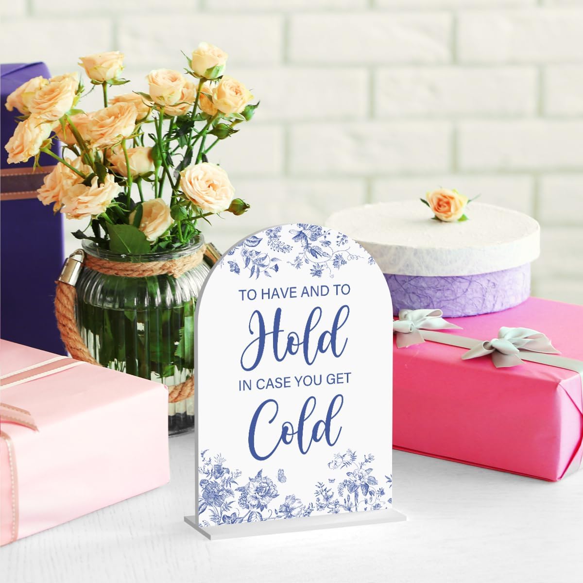 Acrylic Wedding Signs, Dusty Blue Wedding Decor, Blue Weddings Decor, To Have And To Hold Signs for Reception, Modern Calligraphy Arch Acrylic Table Top Sign for Weddings Parties Dinners (White)