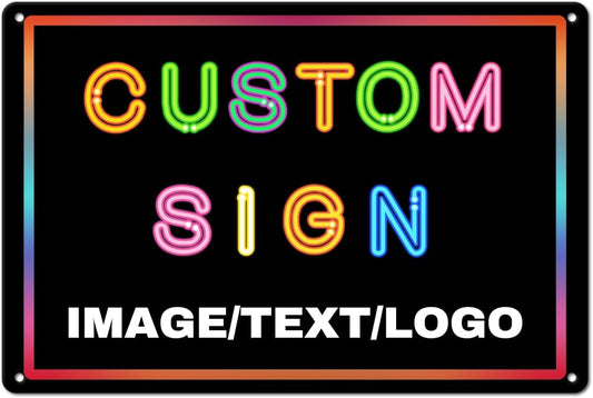 Custom Signs Outdoor Metal Sign - 12 x 8 Customized Personalized Aluminum Signs for Office, Home, Business, Decor, Custom Road Signs, Rust-Proof Sign (Colorful Text Box)