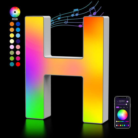 OJQ Light Up Letters LED Letter - Marquee Letters Room Decor Alphabet Letter Music Sync Color Change Colorful - Christmas Birthday Gifts for Girl - Teen Girls Gifts Party Home Wall Decor
