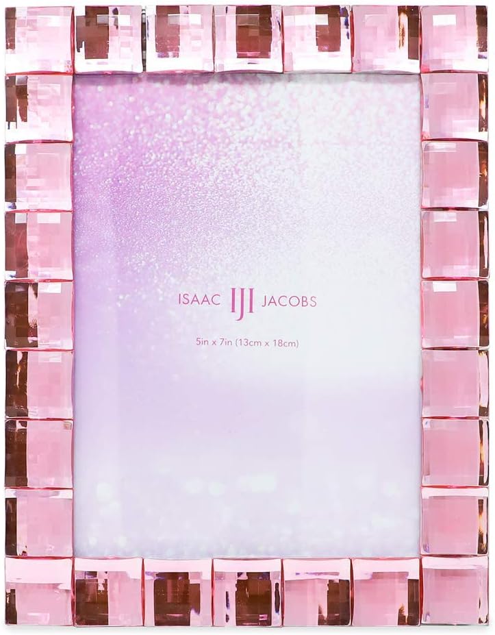 Isaac Jacobs Decorative Sparkling Light Pink Jewel Picture Frame, Photo Display & Home Décor (5x7, Light Pink)