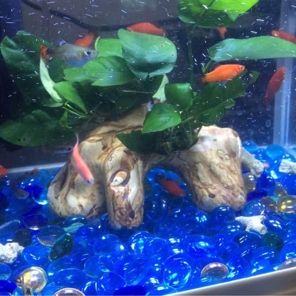 KINGOU Flat Glass Gems/Marbles/Stones/Beads for Vase Filler, Table Scatter, Games - 1 Lbs (17-19mm, Approx. 3/4")- Sapphire Blue Luster