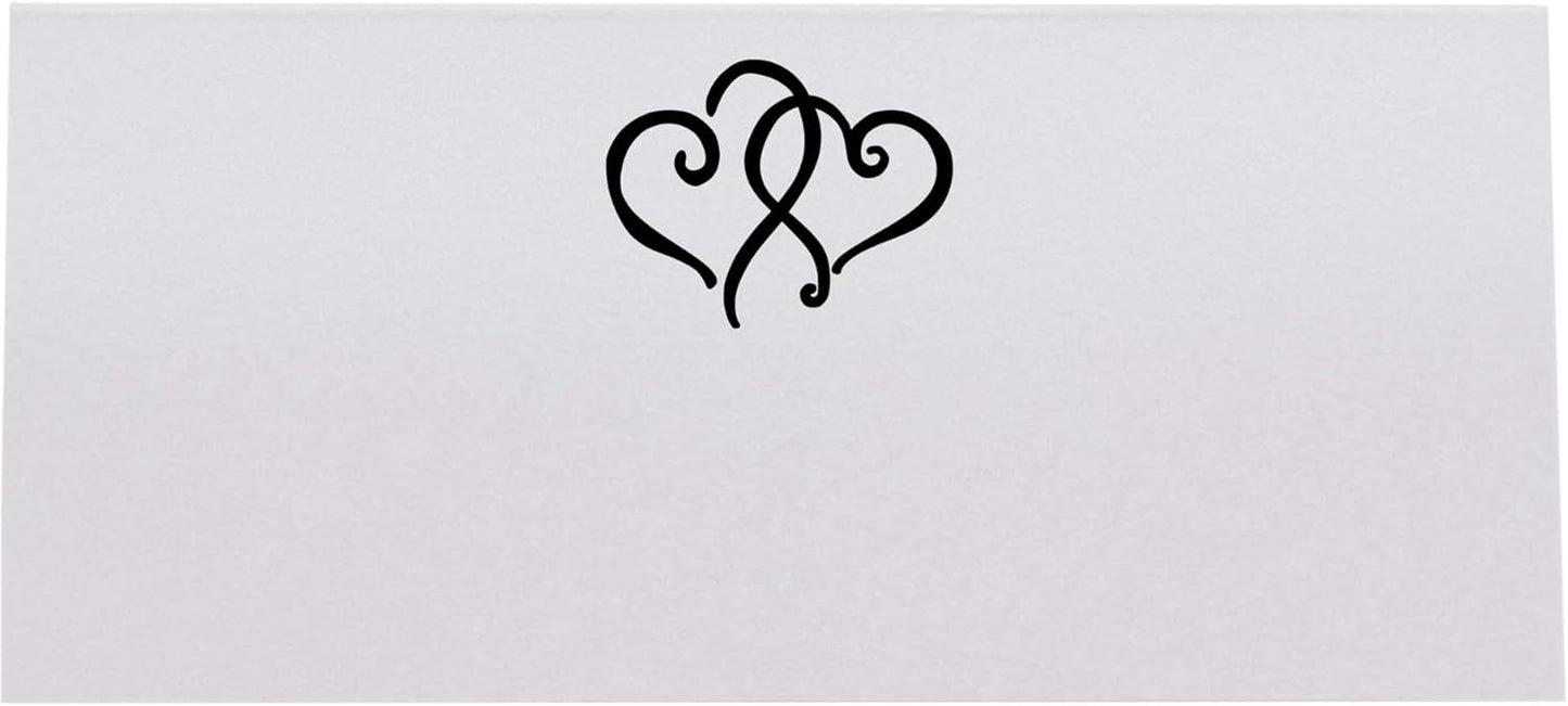 Linked Hearts Printable Place Cards, Black (Choose Color), Set of 150 (25 Sheets), Laser & Inkjet Printers - Wedding, Party, Dinner, and Special Events - Made in the USA